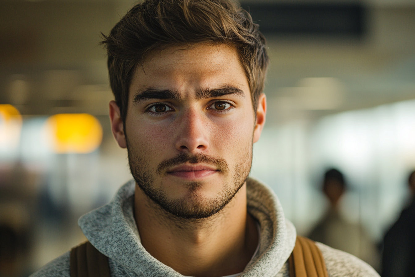 Ein Mann steht am Flughafen | Quelle: Midjourney