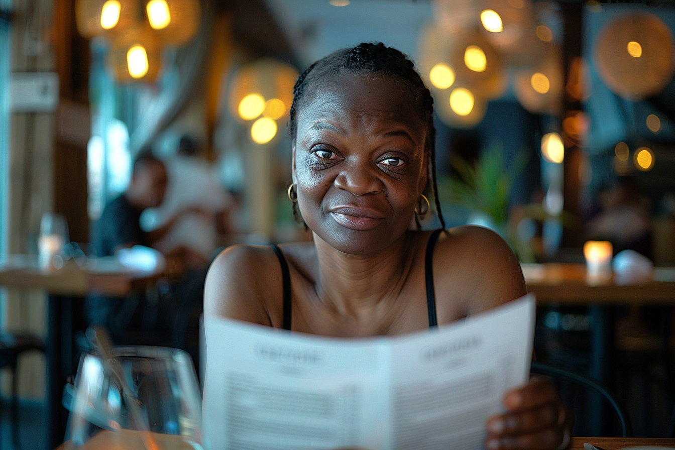 Eine aufgebrachte Frau in einem Restaurant | Quelle: Midjourney