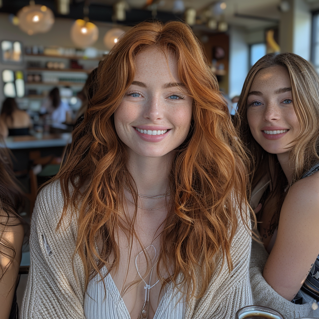 Jenna trinkt Kaffee mit ihren neuen Freunden | Quelle: Midjourney