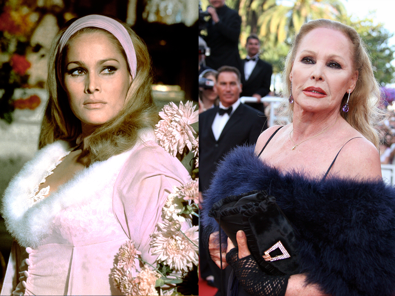 Ursula Andress im Jahr 1966 | Ursula Andress im Jahr 2008 | Quelle: Getty Images