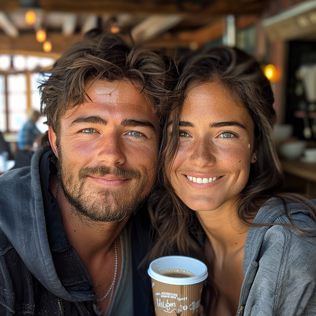 Tom und Emily gehen auf einen Kaffee aus | Quelle: Midjourney