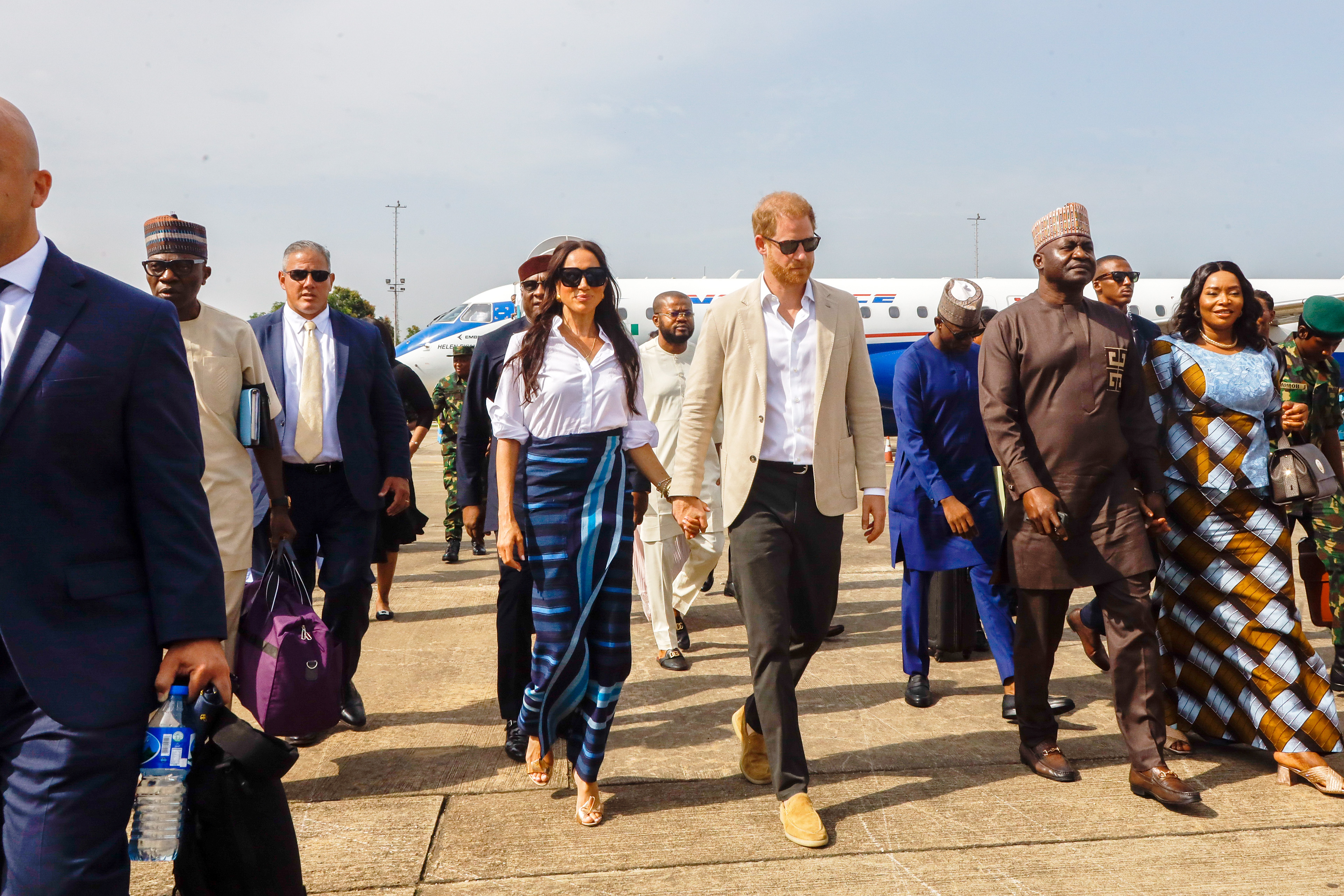 Prinz Harry und Meghan Markle in Lagos, Nigeria am 12. Mai 2024. | Quelle: Getty Images