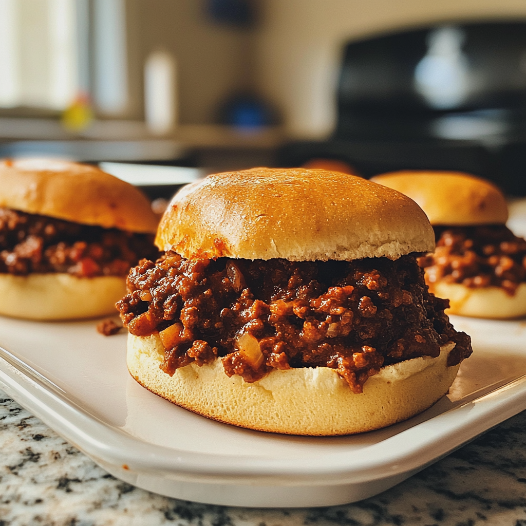 Sloppy Joes auf einem Teller | Quelle: Midjourney