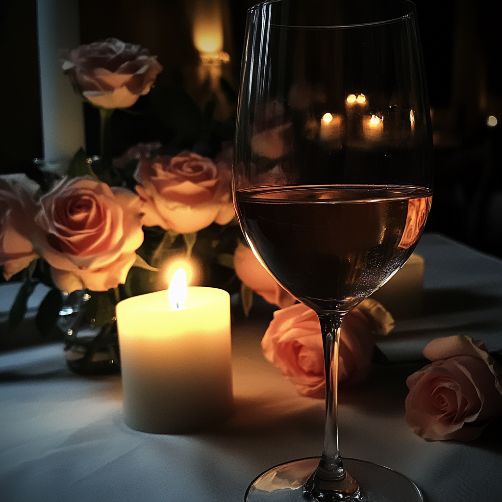 Ein Glas Wein auf einem Tisch | Quelle: Midjourney