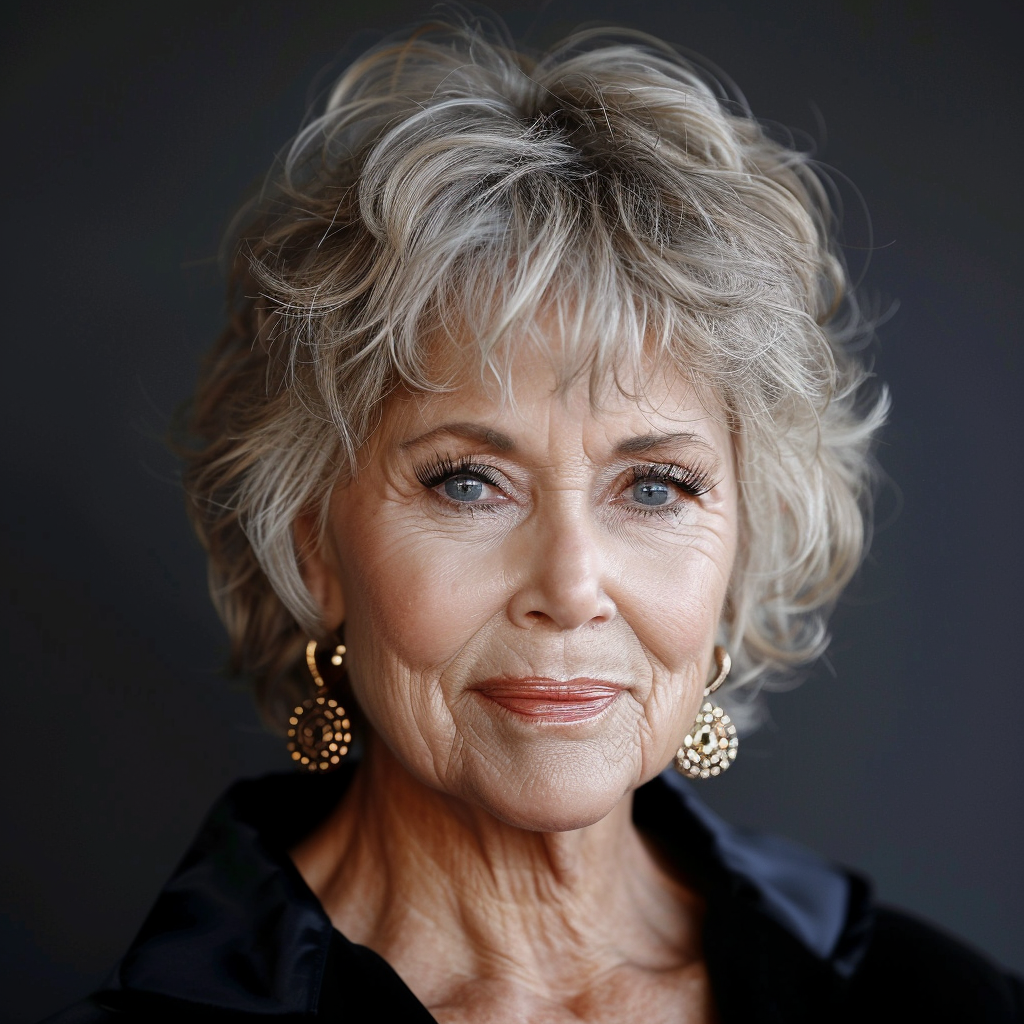 Eine KI-Darstellung davon, wie Jane Fonda ohne plastische Chirurgie ausgesehen haben könnte | Quelle: Midjourney