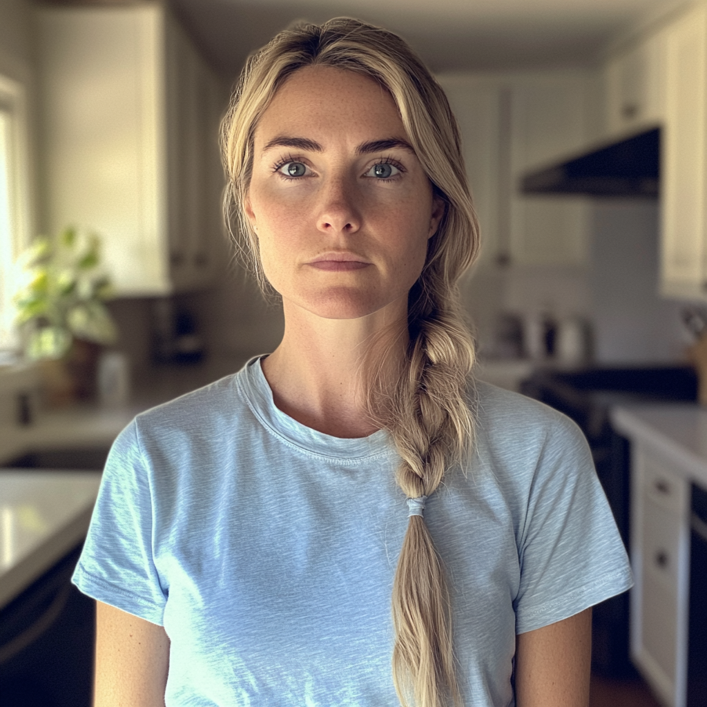 Eine Frau mit geflochtenem Haar steht in einer Küche | Quelle: Midjourney