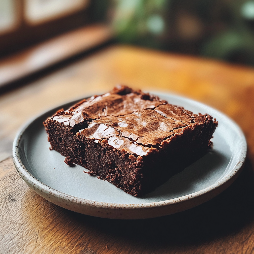 Ein Brownie auf einem Teller | Quelle: Midjourney