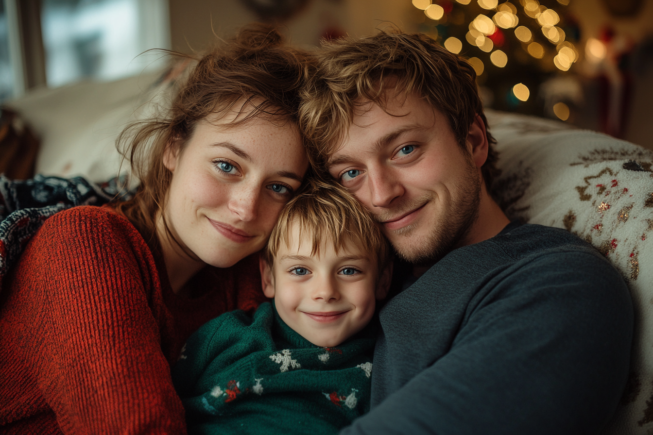 Eine glückliche Familie an Weihnachten | Quelle: Midjourney