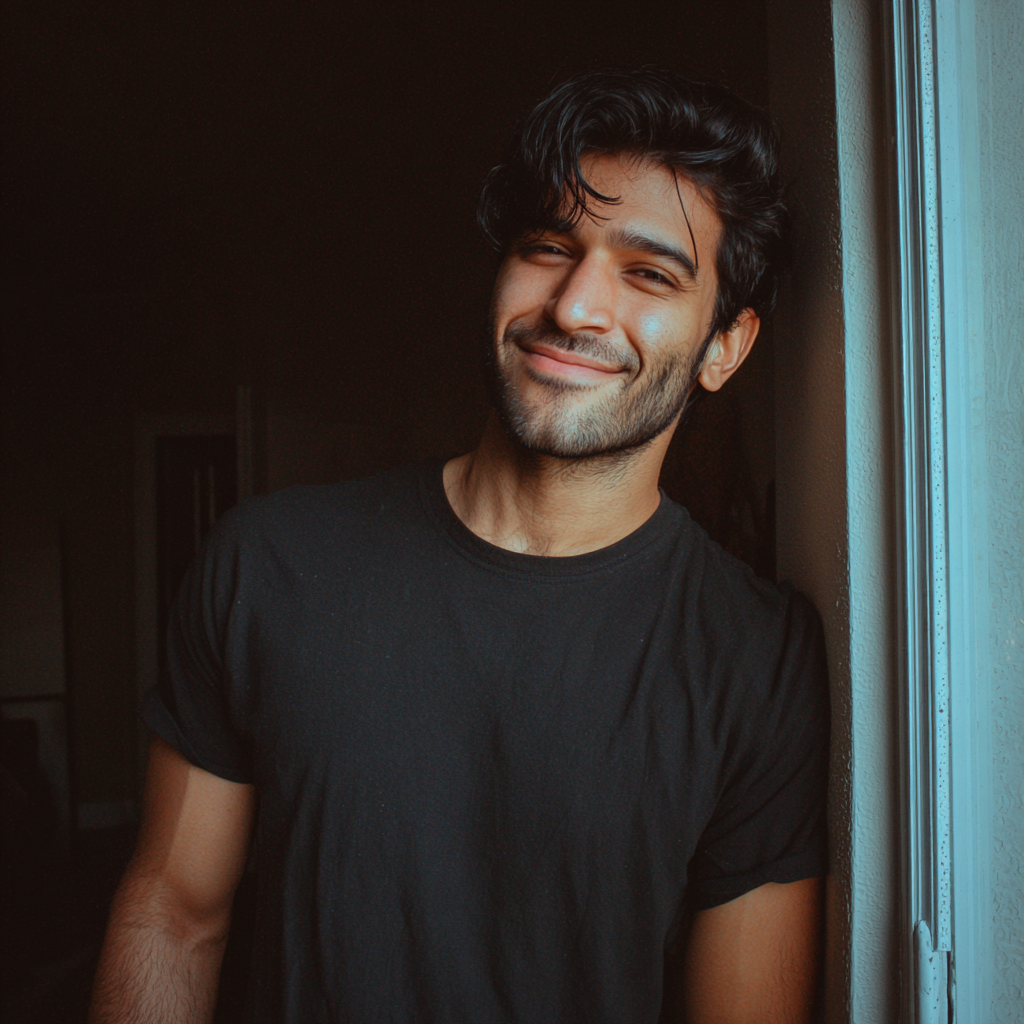 Mężczyzna opierający się o framugę drzwi | Źródło: Midjourney