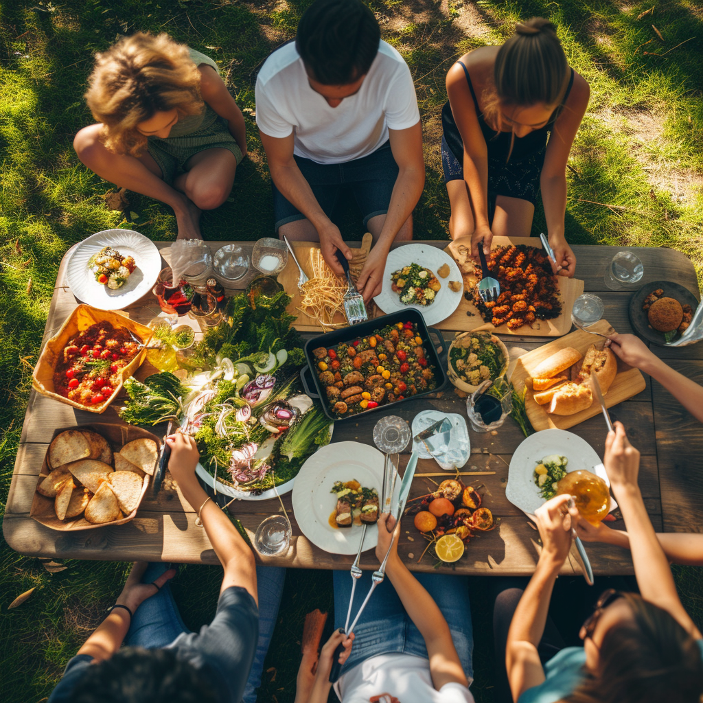 Eine Familie beim gemeinsamen Essen | Quelle: Midjourney