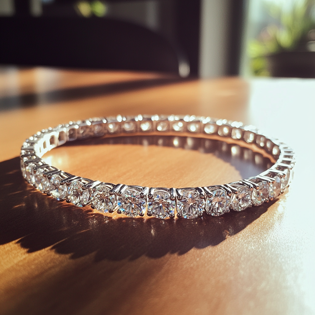 Eine Nahaufnahme eines Diamantarmbandes | Quelle: Midjourney