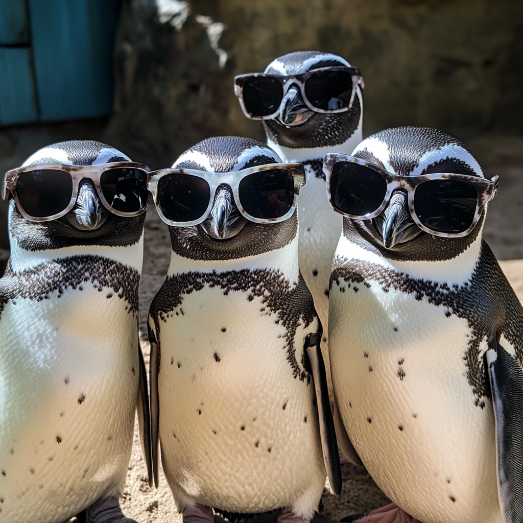 Pinguine mit Sonnenbrillen | Quelle: Midjourney