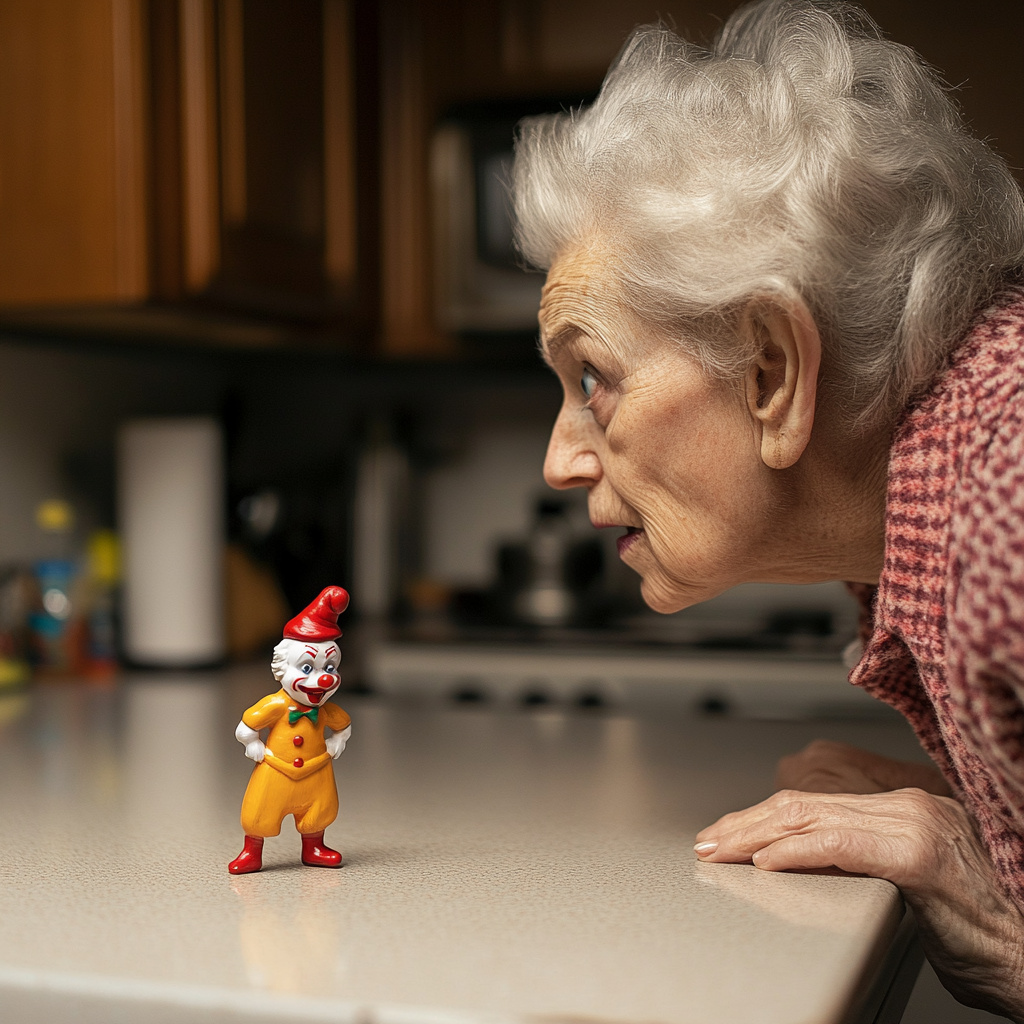 Laura findet eine Clownsfigur auf ihrem Küchentisch. | Quelle: Midjourney