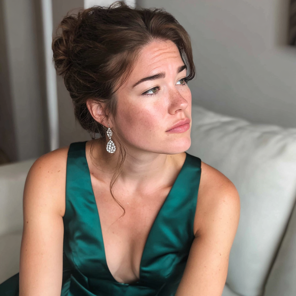 Eine Frau sitzt auf einer Couch | Quelle: Midjourney