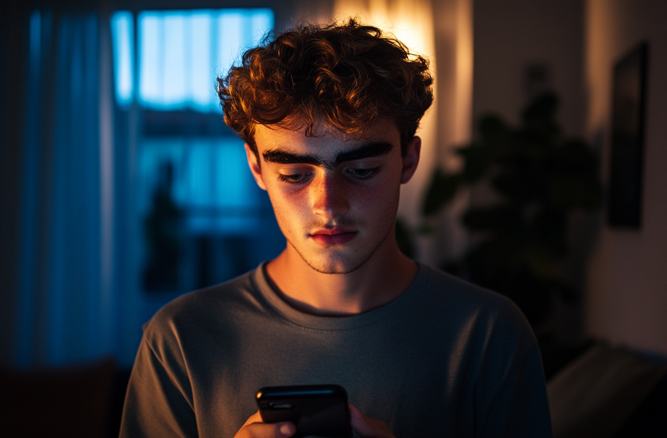 Ein Mann schaut auf sein Telefon | Quelle: Midjourney