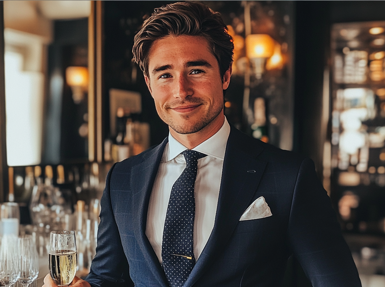 Ein lächelnder Mann, der an einer Bar steht | Quelle: Midjourney