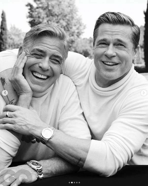 George Clooney und Brad Pitt posieren für das GQ-Titelshooting, gepostet am 25. August 2024 | Quelle: Instagram/gq