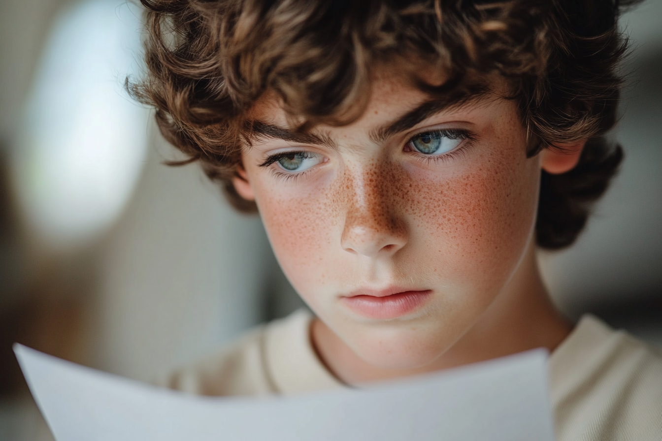 Ein Junge liest einen Brief | Quelle: Midjourney