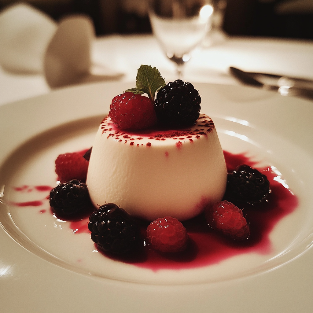 Eine Panna Cotta auf einem Teller | Quelle: Midjourney