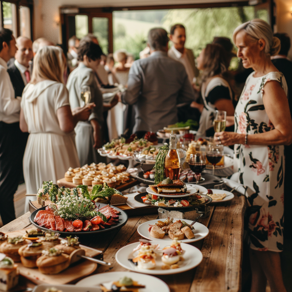 Gäste mischen sich auf einer Hochzeit | Quelle: Midjourney