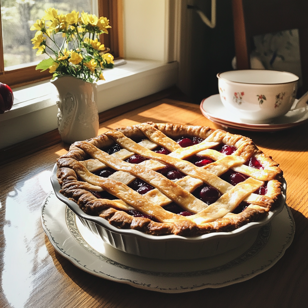 Ein selbstgemachter Kirschkuchen | Quelle: Midjourney