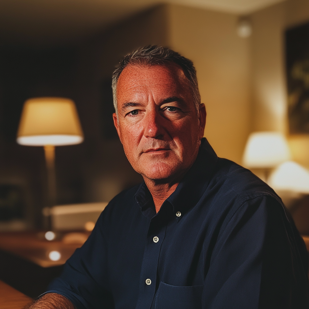 Starszy mężczyzna siedzący przy stole jadalnym | Źródło: Midjourney