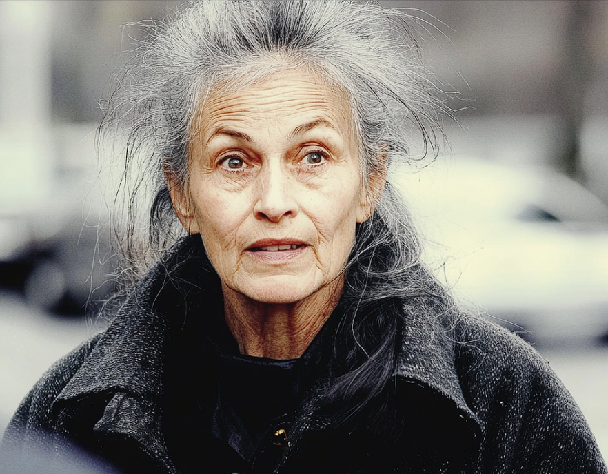 Eine obdachlose Frau mit freundlichen Augen | Quelle: Midjourney