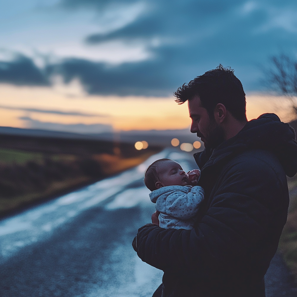 Ein Mann hält ein neugeborenes Baby | Quelle: Midjourney