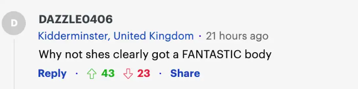 Fan-Kommentar über Jennifer Aniston, vom 11. Oktober 2023 | Quelle: Daily Mail