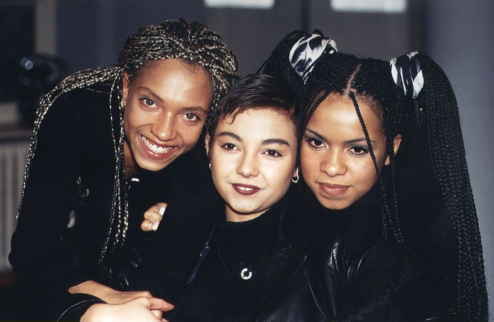 Die Deutsche Girl-Group "Tic Tac Toe": Lee, Jazzy und Ricky. Lee und Ricky. (Photo by Galuschka) I Source: Getty Images