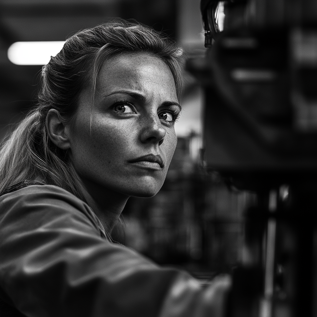 Eine Frau arbeitet in einer Fabrik | Quelle: Midjourney