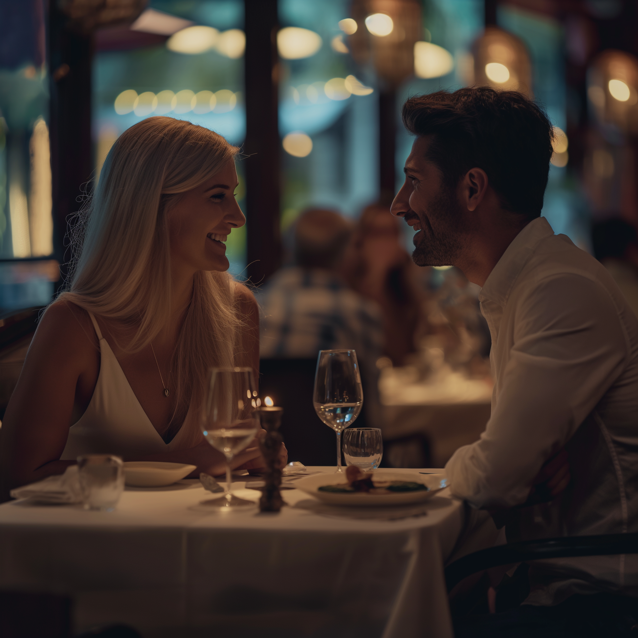 Ein Paar bei einem Date in einem Restaurant | Quelle: Midjourney