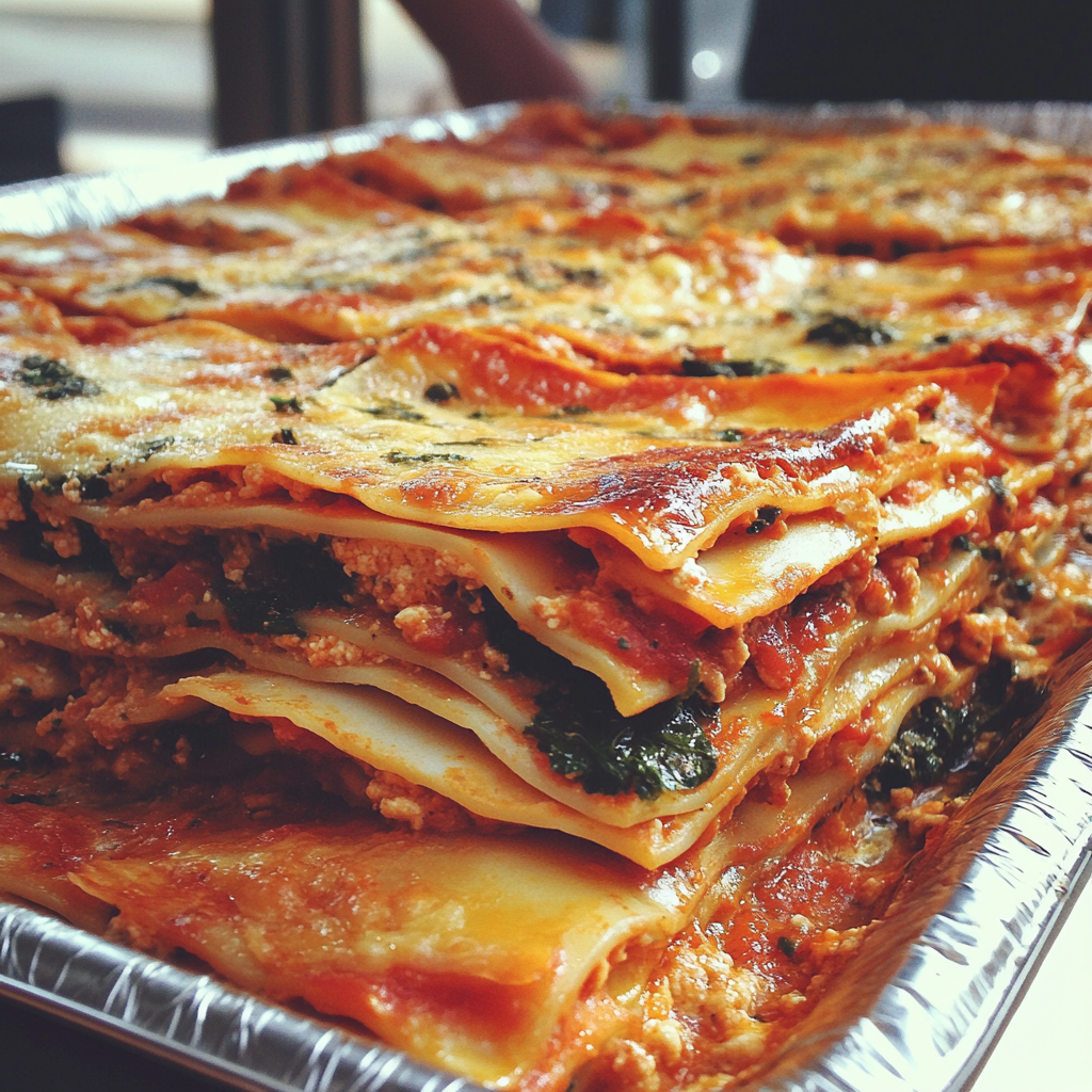 Ein Tablett mit Lasagne | Quelle: Midjourney