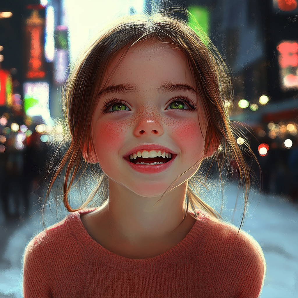 Uma menina feliz rindo | Fonte: Midjourney