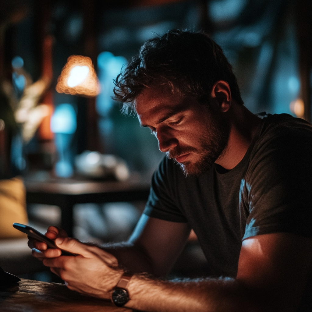 Ein Mann hält sein Telefon in der Hand | Quelle: Midjourney