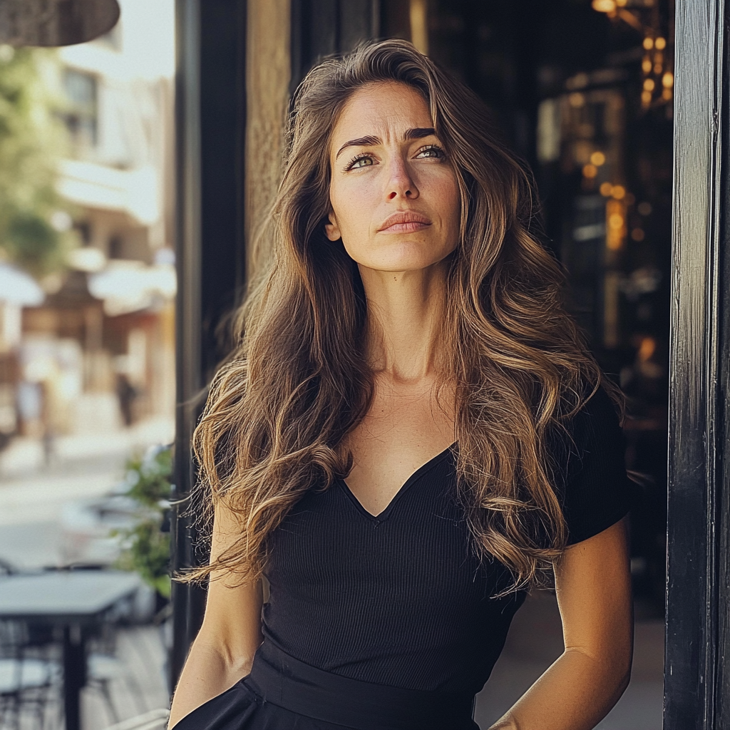 Eine Frau steht vor einem Bistro | Quelle: Midjourney