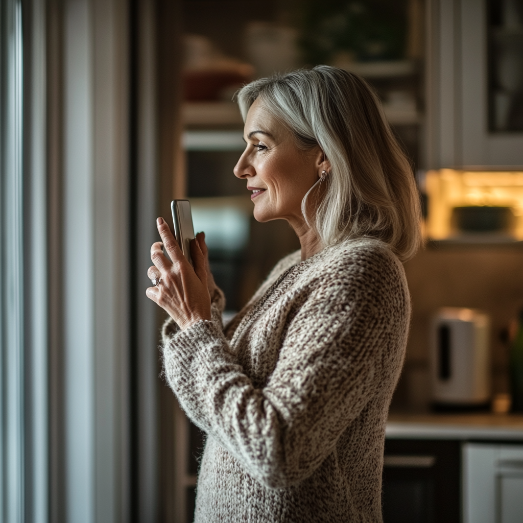 Eine Frau mittleren Alters, die am Telefon spricht | Quelle: Midjourney