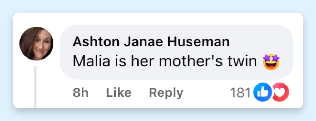 Einigen Internetnutzern ging es gar nicht um die Kleidung, sondern darum, wem die Mädchen ähnlich sahen. Hier ist ein Kommentar, in dem Malia Obama mit Michelle Obama verglichen wird. | Quelle: Facebook/Page Six