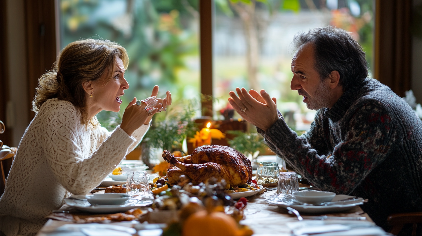 Ein streitendes Paar beim Abendessen | Quelle: Midjourney