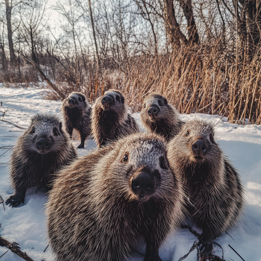 Stachelschweine im Winter | Quelle: Midjourney