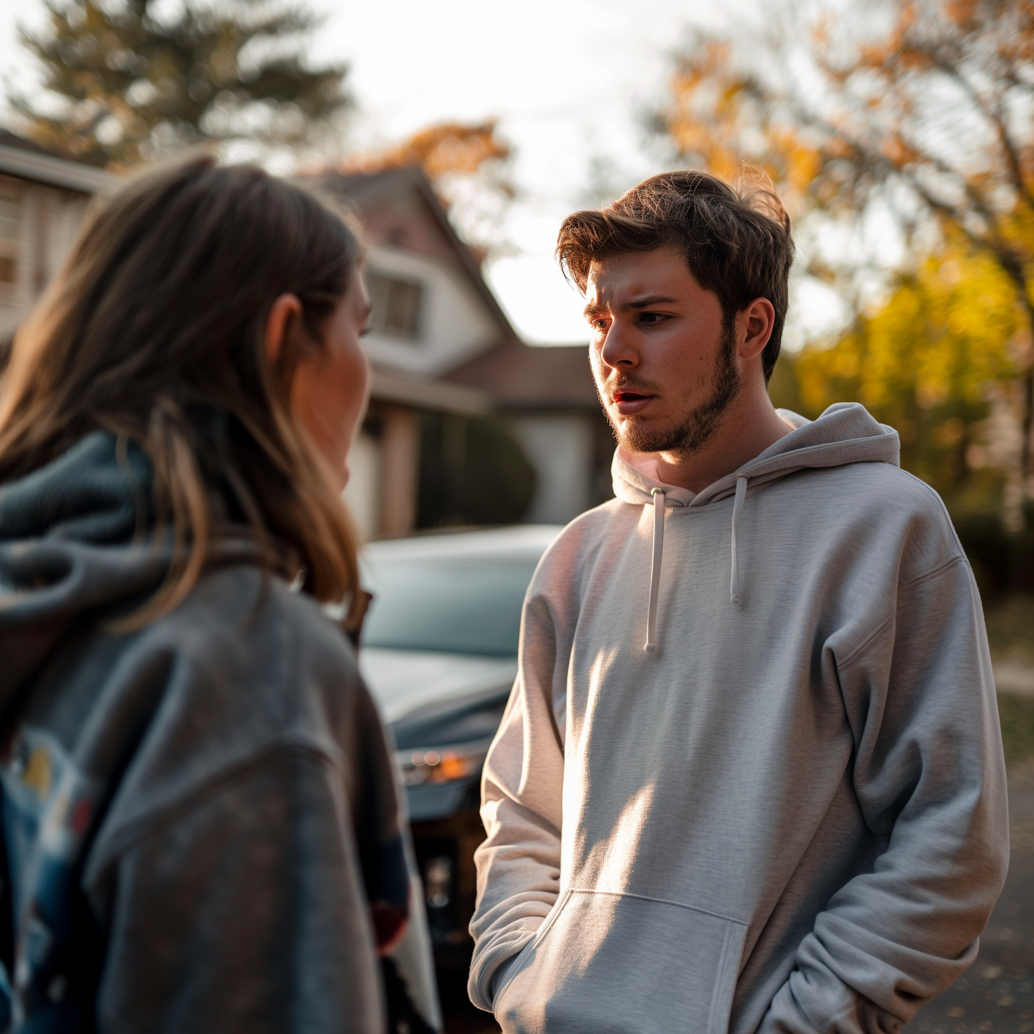 Mark sagt Emily, dass sie sich von seiner Familie und seinem Haus fernhalten soll | Quelle: Midjourney