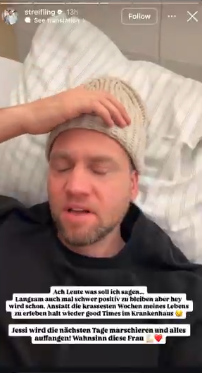 Konstantin Streifling meldet sich aus dem Krankenhaus | Quelle: instagram.com//streifling/?hl=en