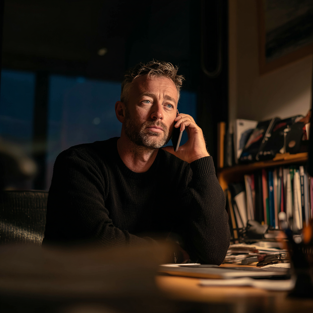 Ein Mann spricht am Telefon | Quelle: Midjourney