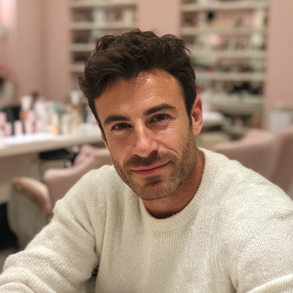 Eine Nahaufnahme eines lächelnden Mannes | Quelle: Midjourney