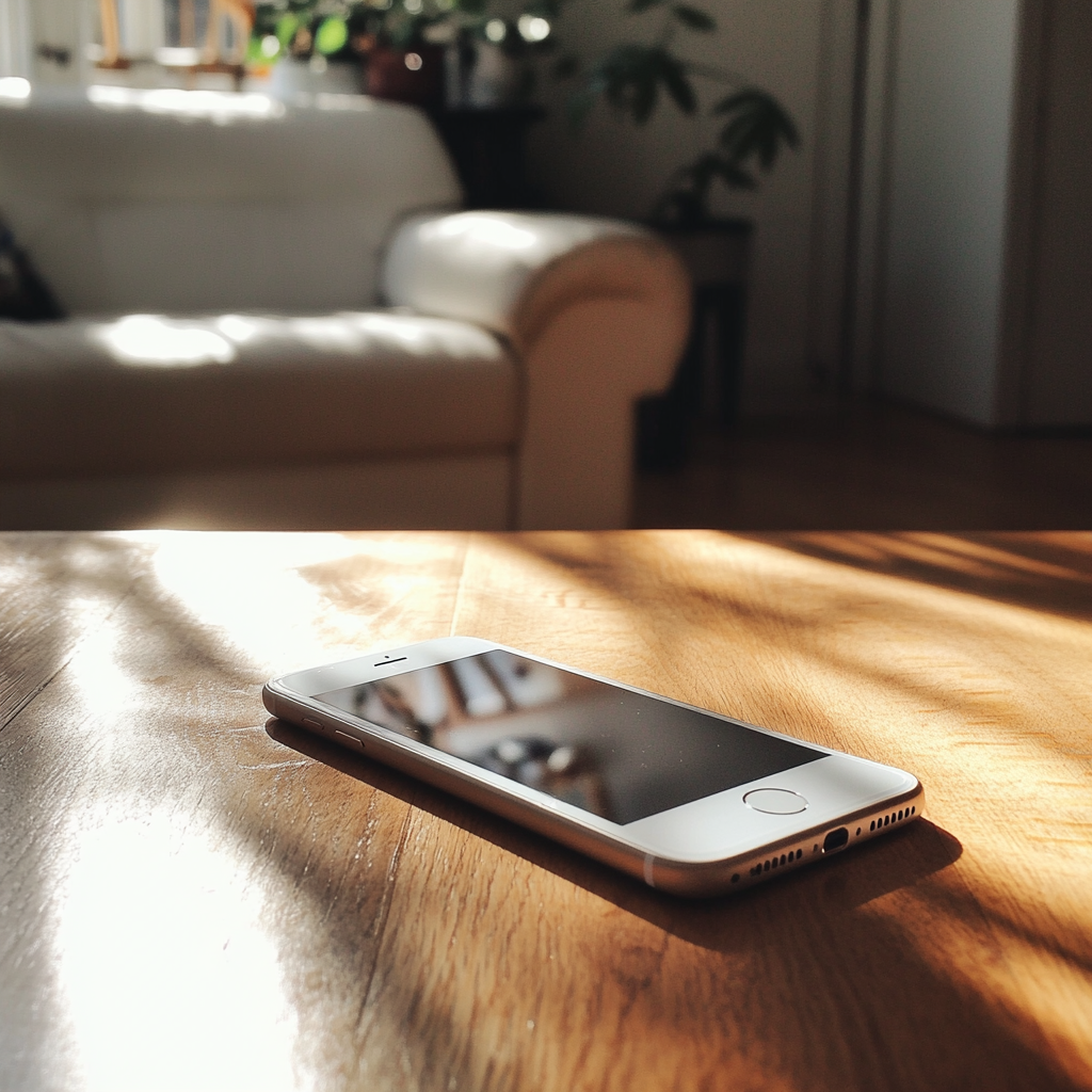 Ein Mobiltelefon auf einem Tisch | Quelle: Midjourney