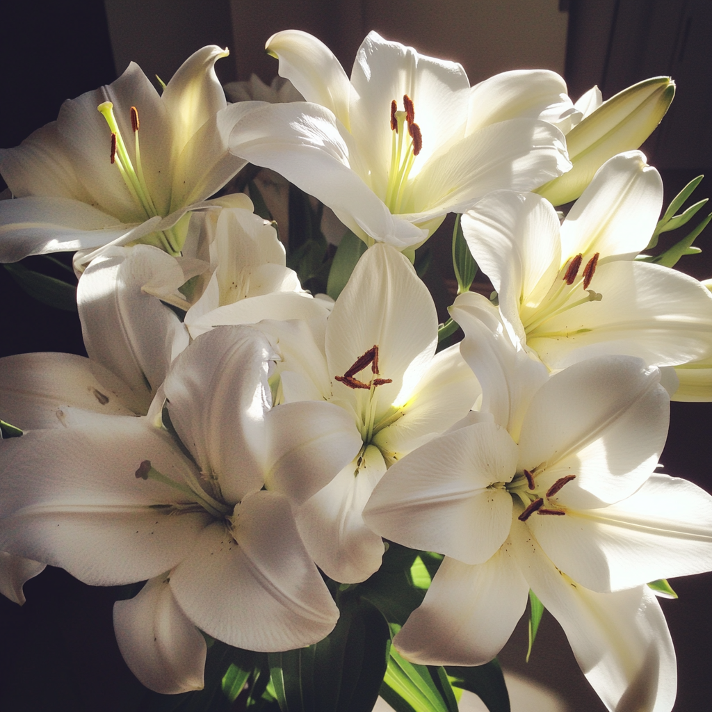 Ein Blumenstrauß aus weißen Lilien | Quelle: Midjourney