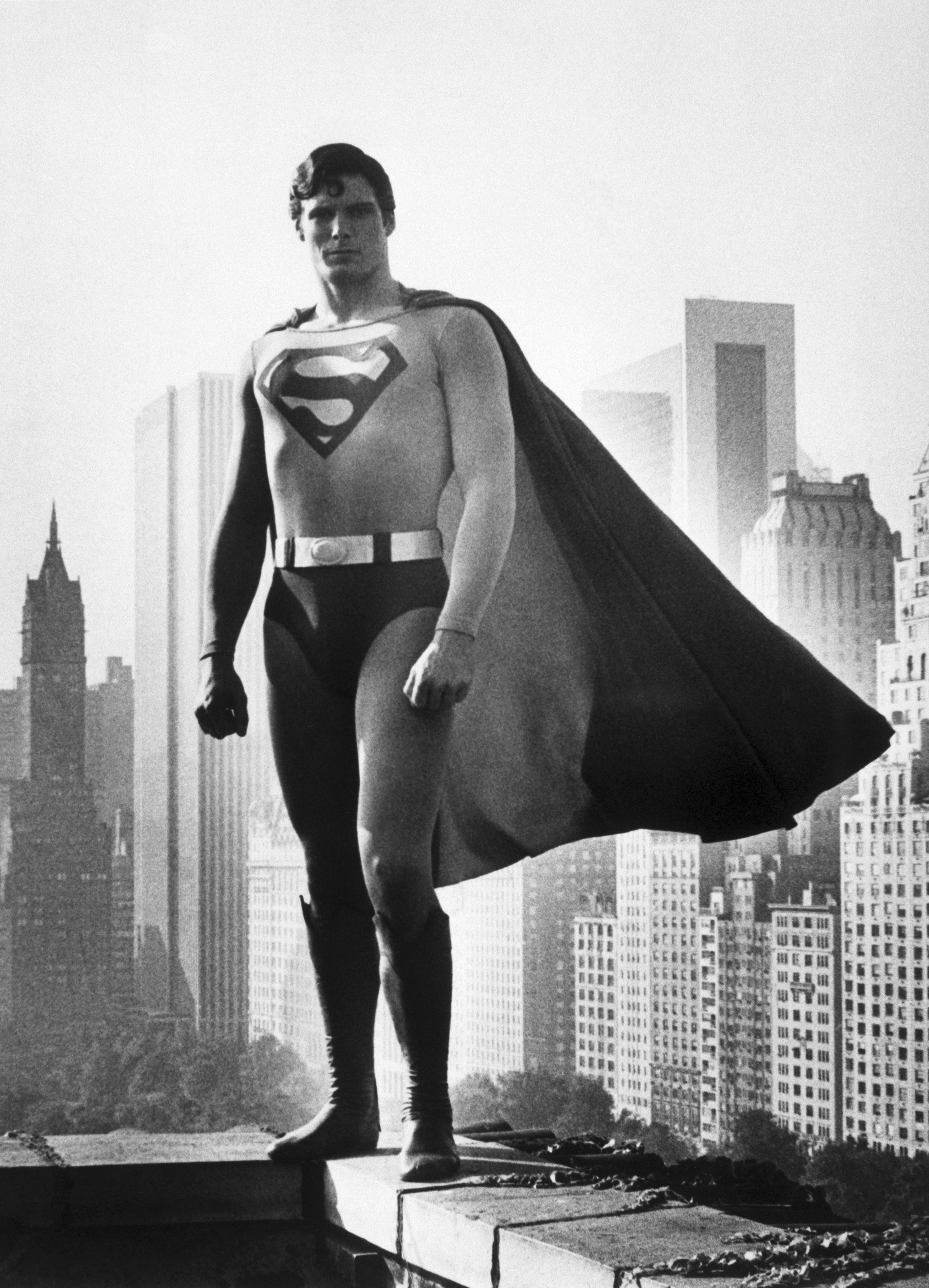 Christopher Reeve als Superman, ca. 1977. | Quelle: Getty Images