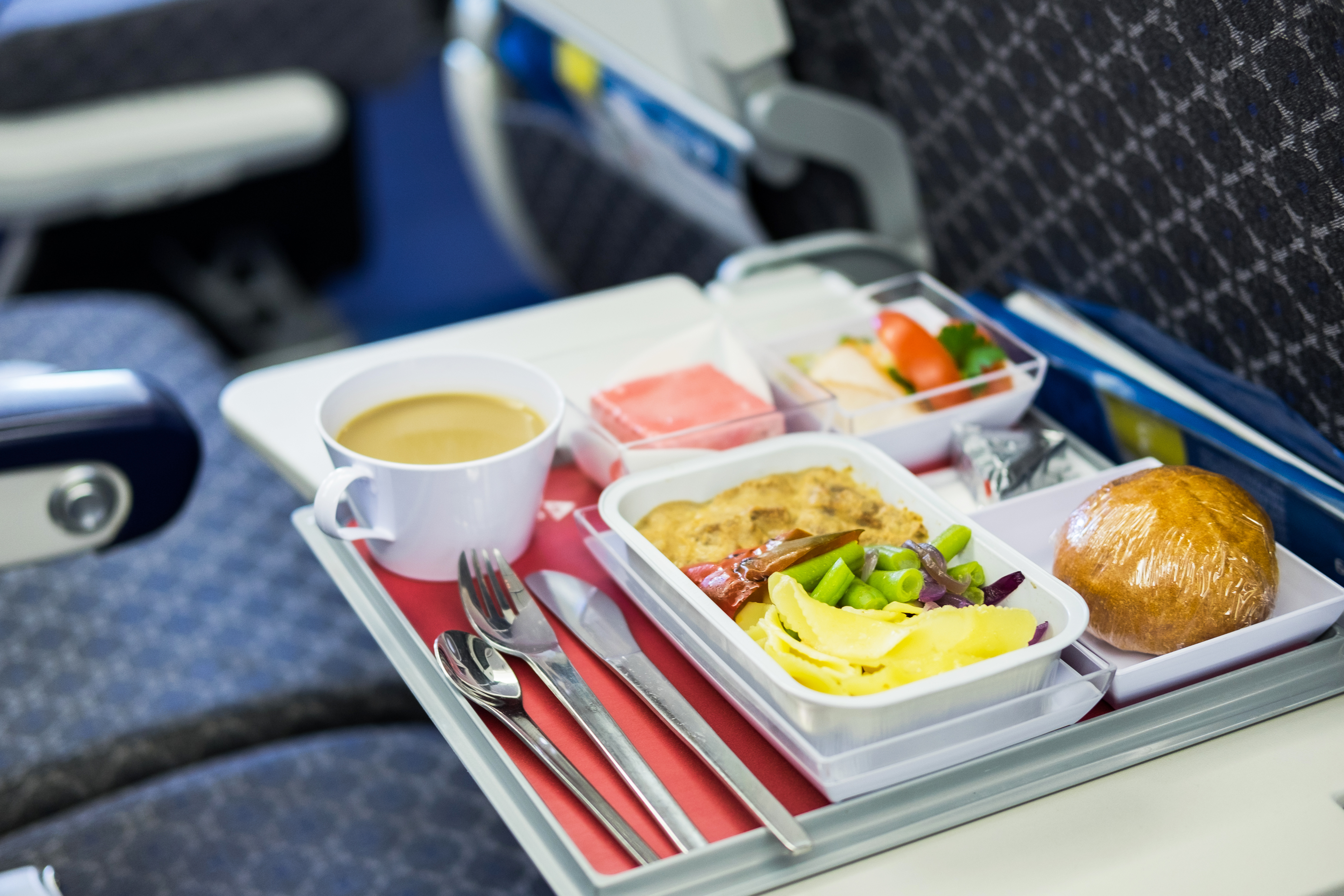 Essen, das in einem Flugzeug serviert wird | Quelle: Shutterstock