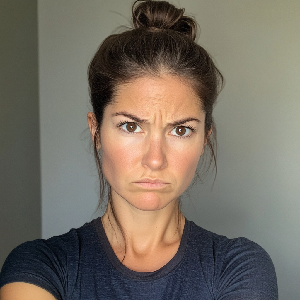 Eine stirnrunzelnde Frau | Quelle: Midjourney
