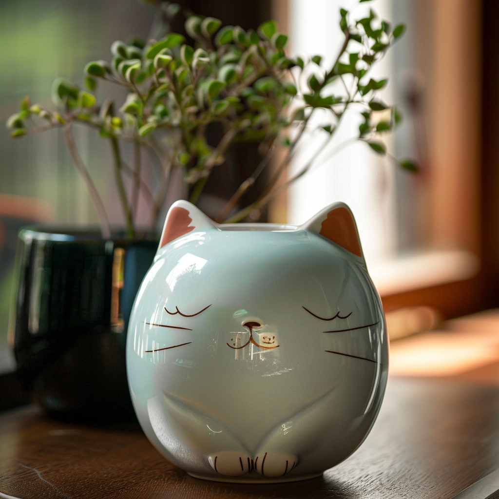 Eine niedliche Vase in Form einer Katze | Quelle: Midjourney